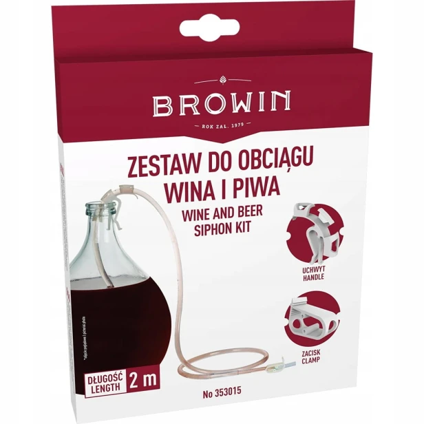 Zestaw do obciągu wina i piwa z uchwytem i zaciskiem Browin
