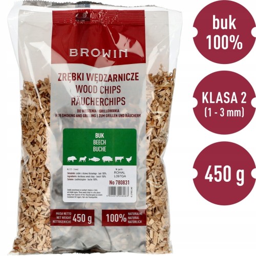 Zrębki do wędzenia/grillowania, buk, 450 g, kl. 2 Browin