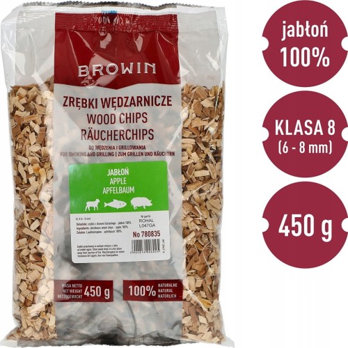 Zrębki do wędzenia/grillowania, jabłoń, 450 g, kl. 8 Browin