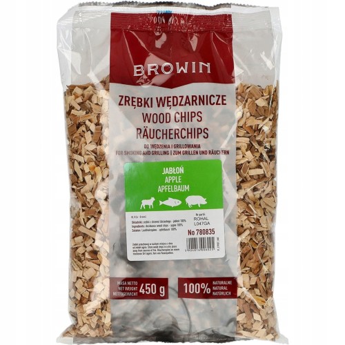 Zrębki do wędzenia/grillowania, jabłoń, 450 g, kl. 8 Browin