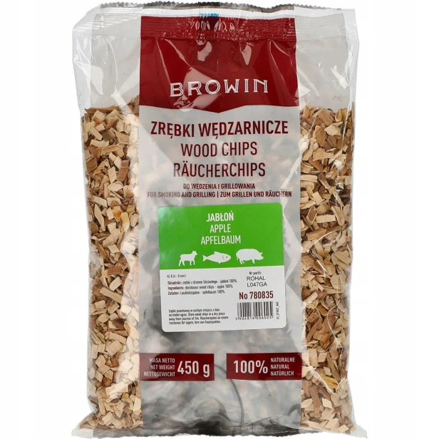 Zrębki do wędzenia/grillowania, jabłoń, 450 g, kl. 8 Browin