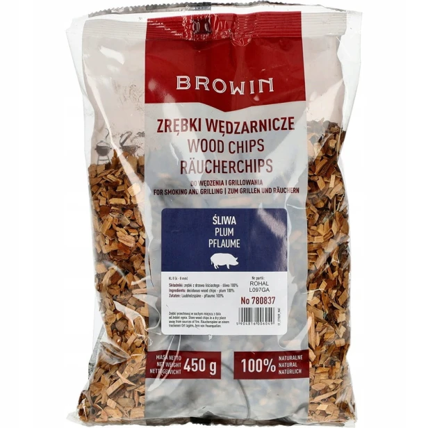 Zrębki do wędzenia/grillowania, śliwa, 450 g, kl. 8 Browin