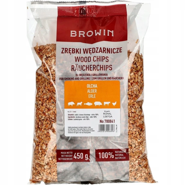 Zrębki do wędzenia/grillowania, olcha, 450 g, kl. 2 Browin