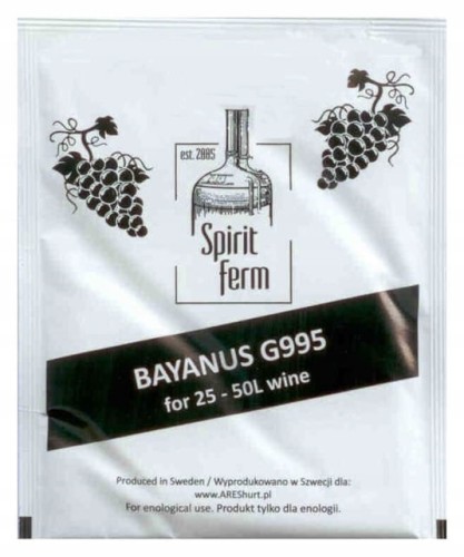 Drożdże winiarskie BAYANUS G995 SpiritFerm 10g na 25-50L