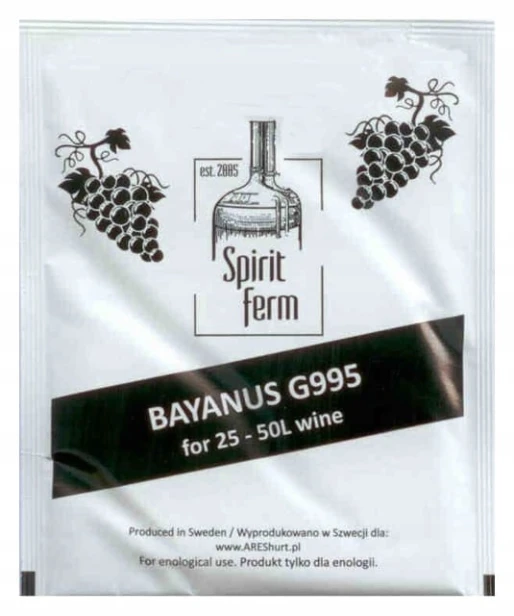 Drożdże winiarskie BAYANUS G995 SpiritFerm 10g na 25-50L