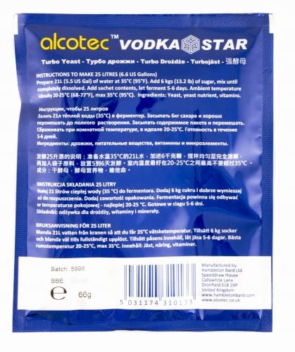 ALCOTEC VODKA STAR drożdże gorzelnicze 25L