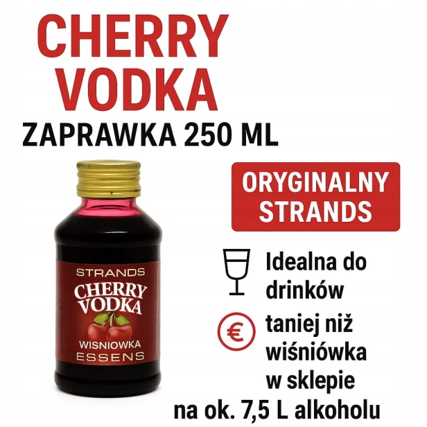 STRANDS Cherry Vodka 250 ml – zaprawka wiśniowa na ok. 7,5 L alkoholu