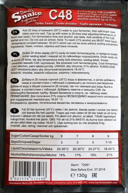 Double Snake C48 Turbo Drożdże Gorzelnicze 21%