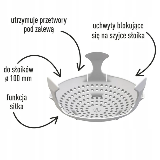 Docisk - sitko do przetworów, kiszonek i octu - do słoików fi 100 BROWIN
