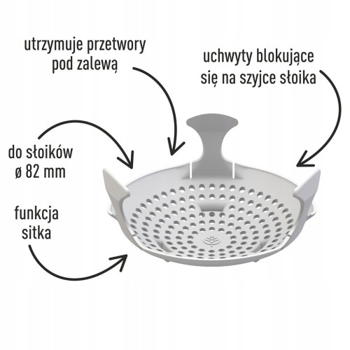 Docisk - sitko do przetworów, kiszonek i octu - do słoików fi 82 Browin